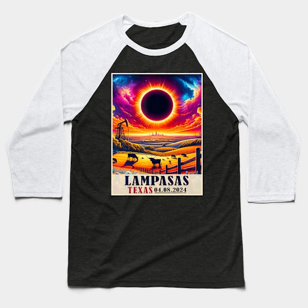 Lampasas Texas Total Solar Eclipse 2024 Totatily Baseball T-Shirt by Diana-Arts-C